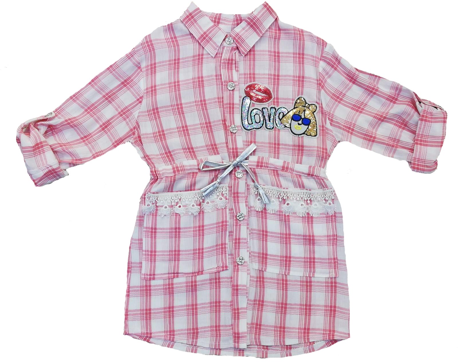 Kız Çocuk Ekose Gömlek — PEMBE
