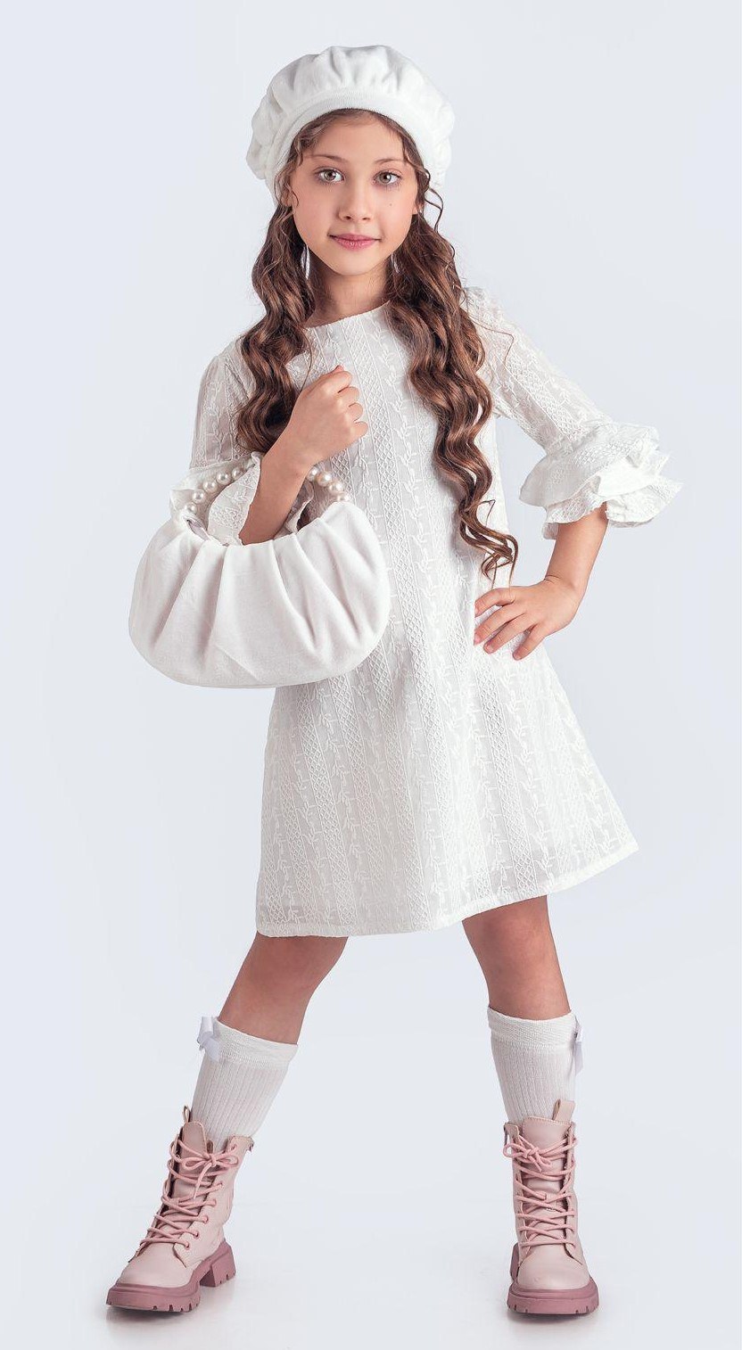 Miss Clarice Kız Çocuk Fransız Bere, Çanta, Çorap Ve Elbise Takım — BEYAZ