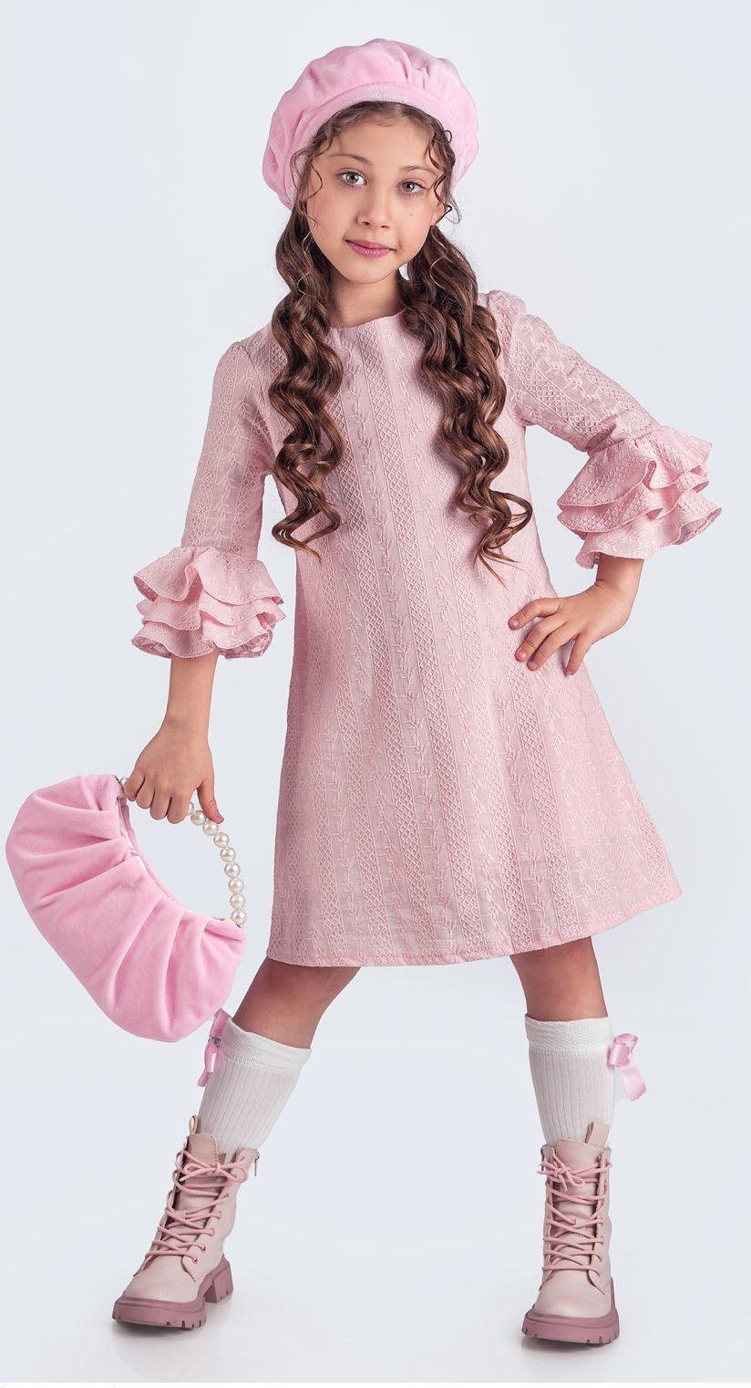 Miss Clarice Kız Çocuk Fransız Bere, Çanta, Çorap Ve Elbise Takım — PEMBE