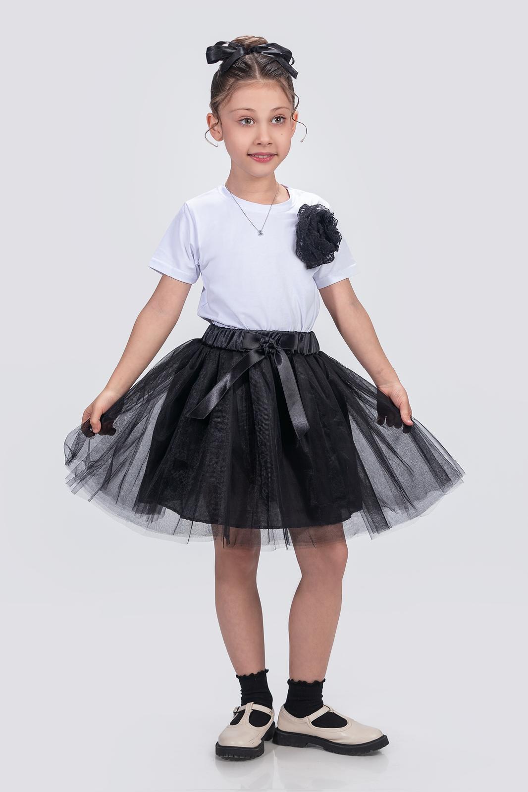 Gökkuşağı Tütülü Kız Çocuk Parti Etek — SİYAH