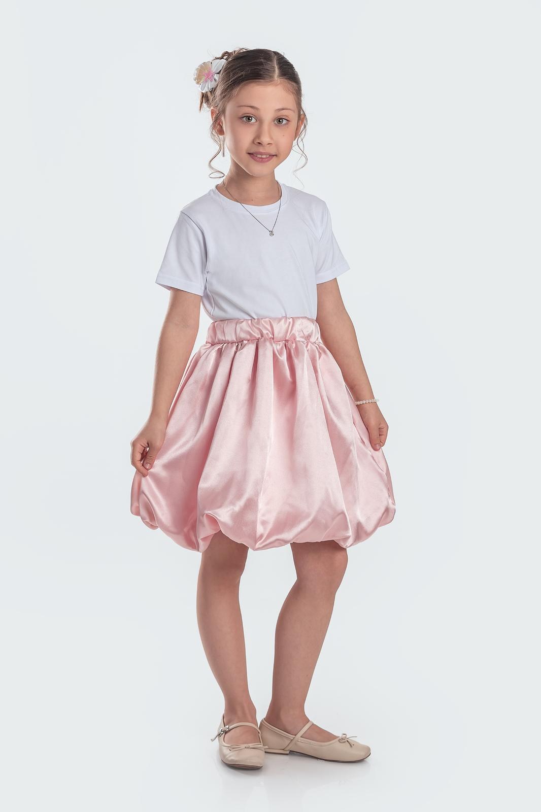Saten Balon Kız Çocuk Etek — PEMBE