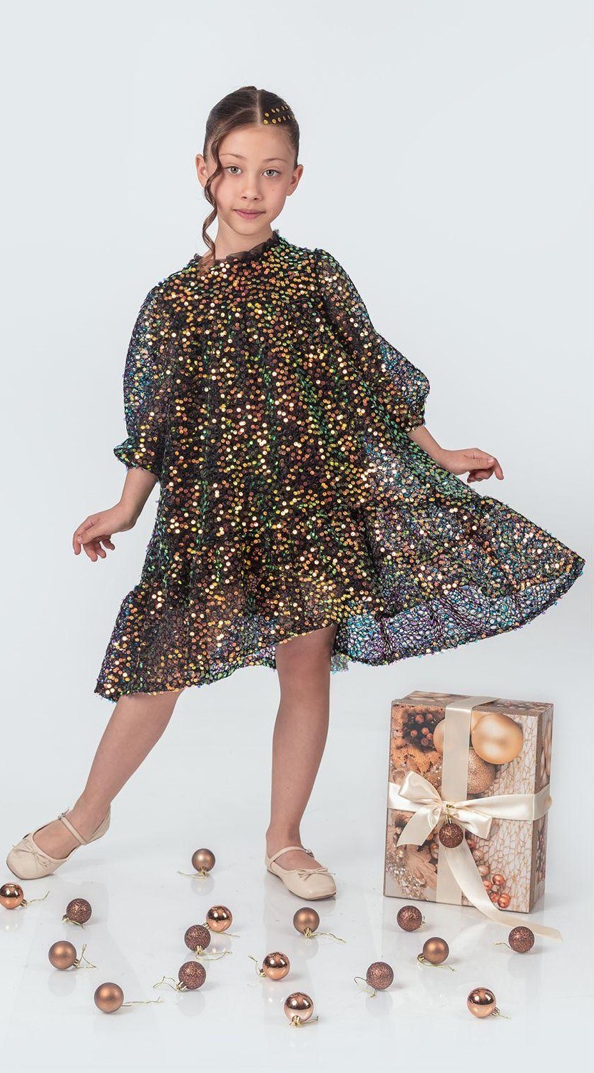 Likio Vintage Payet Kız Çocuk Abiye — SİYAH