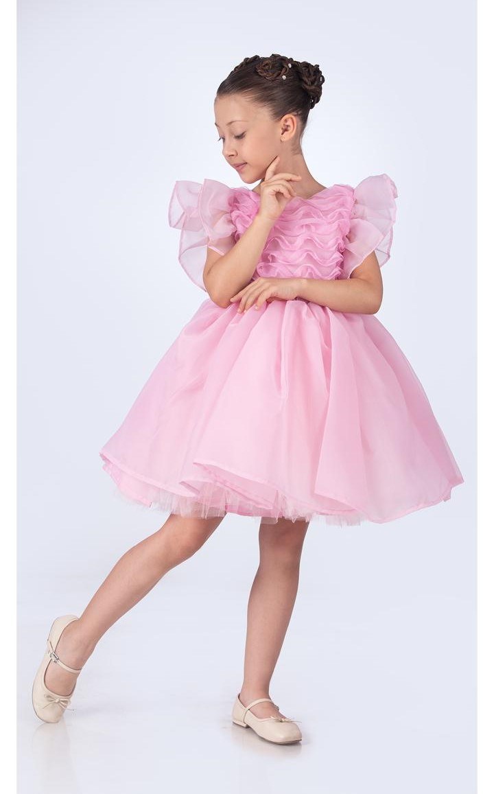 Maronia Kız Çocuk Prenses Model Abiye Elbise - Pembe