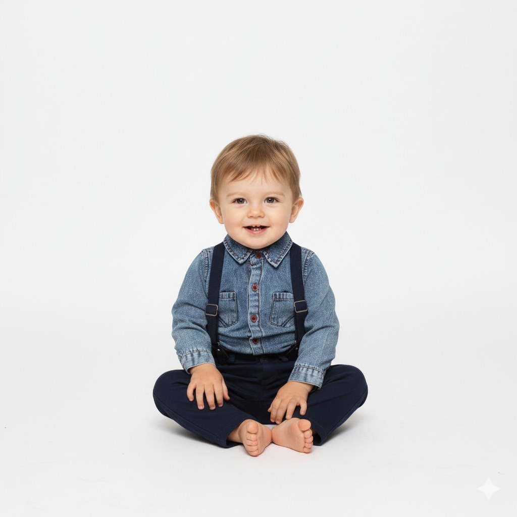Jeans Gömlek Gabardin Pantolon Erkek Bebek Takımı — LACİVERT