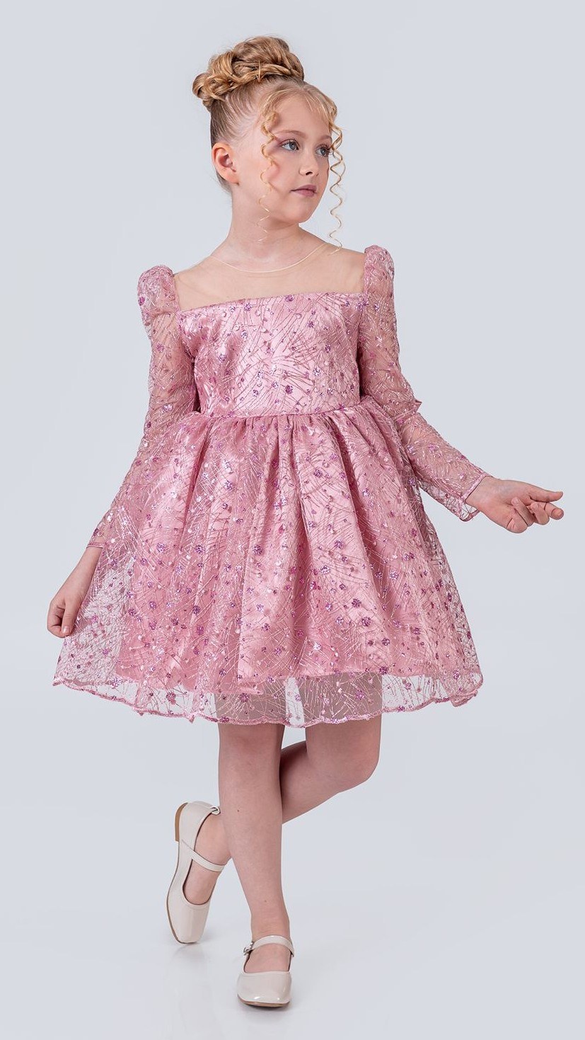 Ruche Lipa Kız Çocuk Abiye — PEMBE