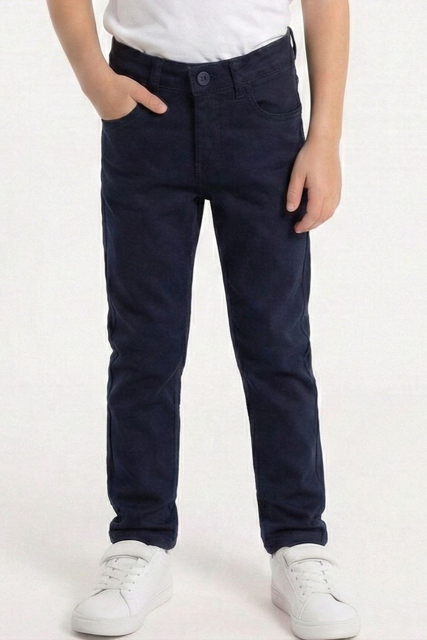 Gabardin Fermuarlı Cepli Erkek Çocuk Pantolon — LACİVERT