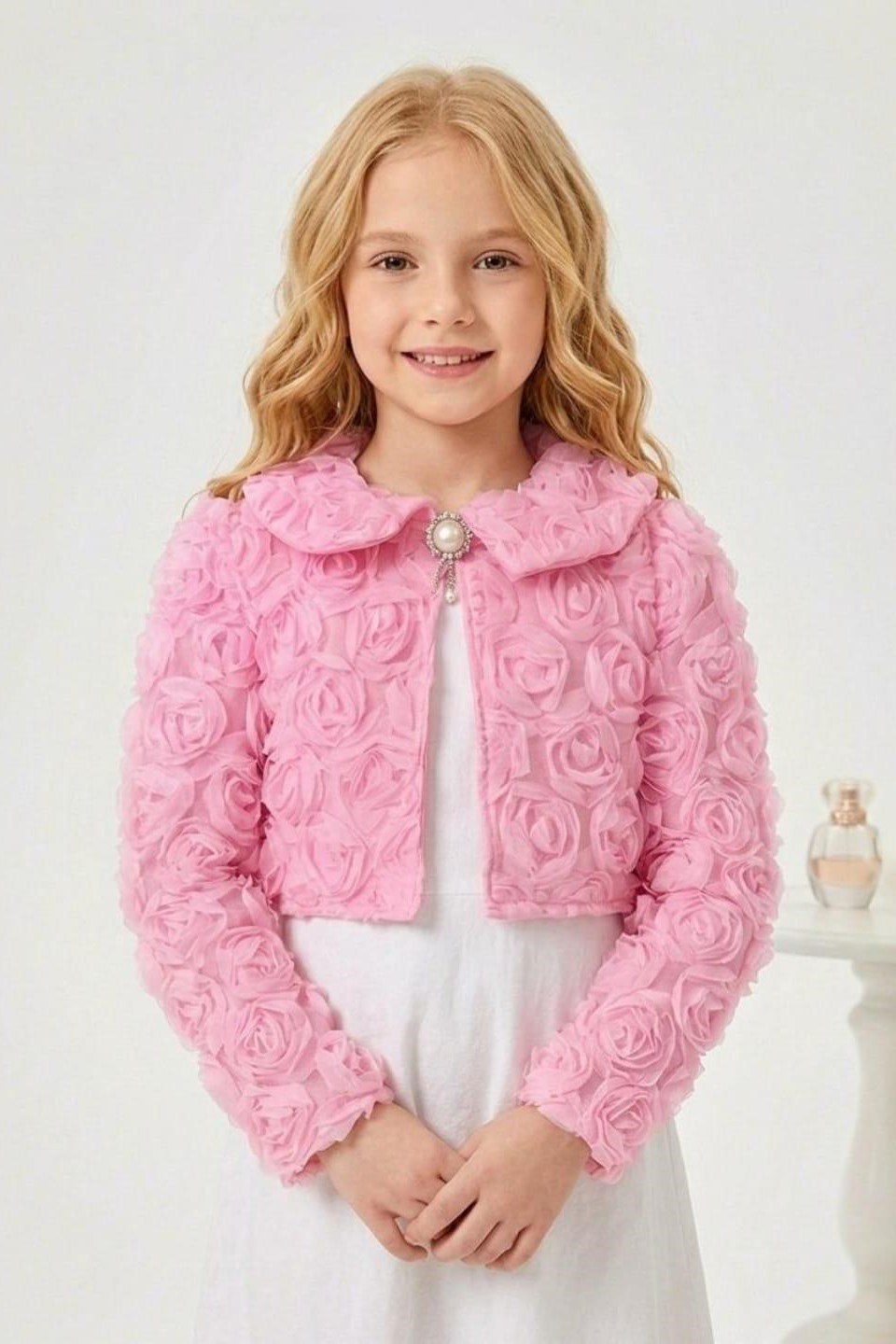Luvia Lase Detay Kız Çocuk Bolero — PEMBE