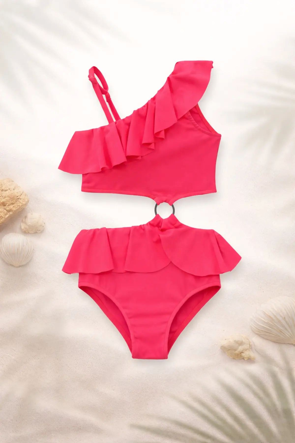Kız Çocuk Desenli Mayo Deniz ve Havuz Bikini Takımı — FUŞYA