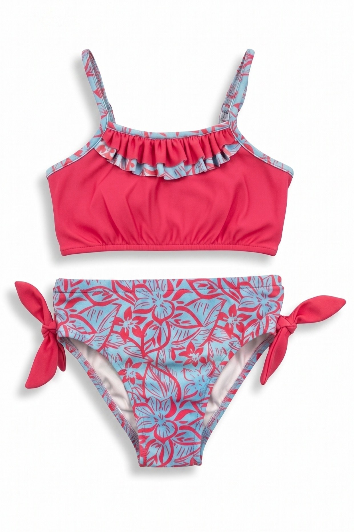 Kız Çocuk Desenli Mayo Deniz ve Havuz Bikini Takımı — NAR ÇİÇEĞİ