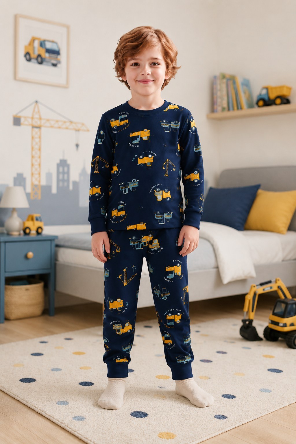 Erkek Çocuk Baskılı Penye Pijama Takımı — LACİVERT