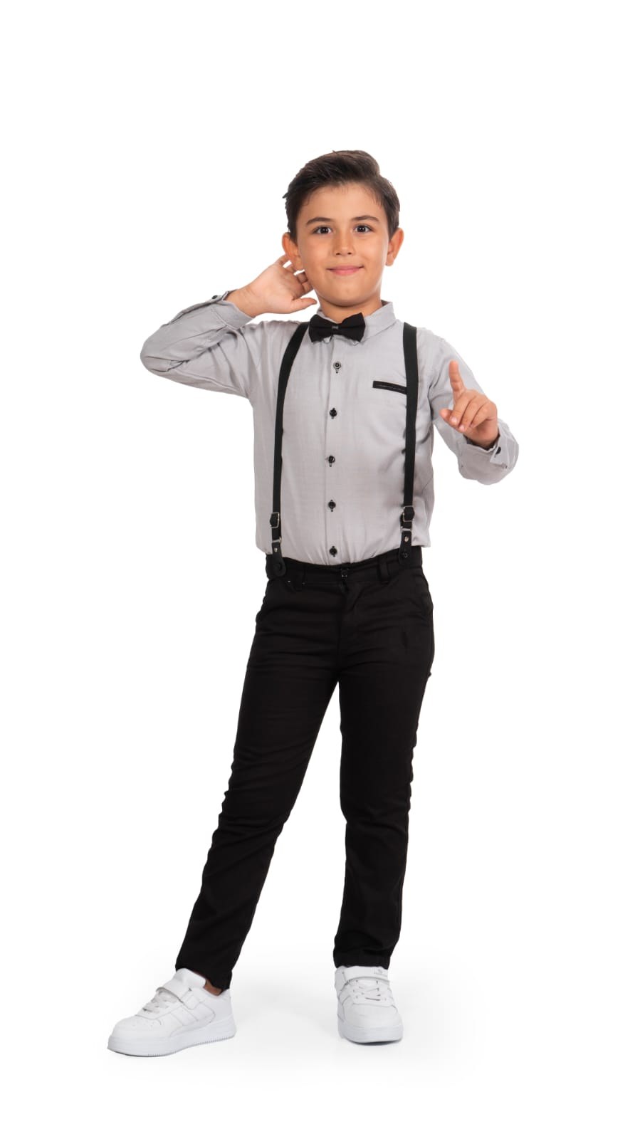 Oxford Gömlek Uzun Pantolon Erkek Çocuk Takımı — KOYU GRİ