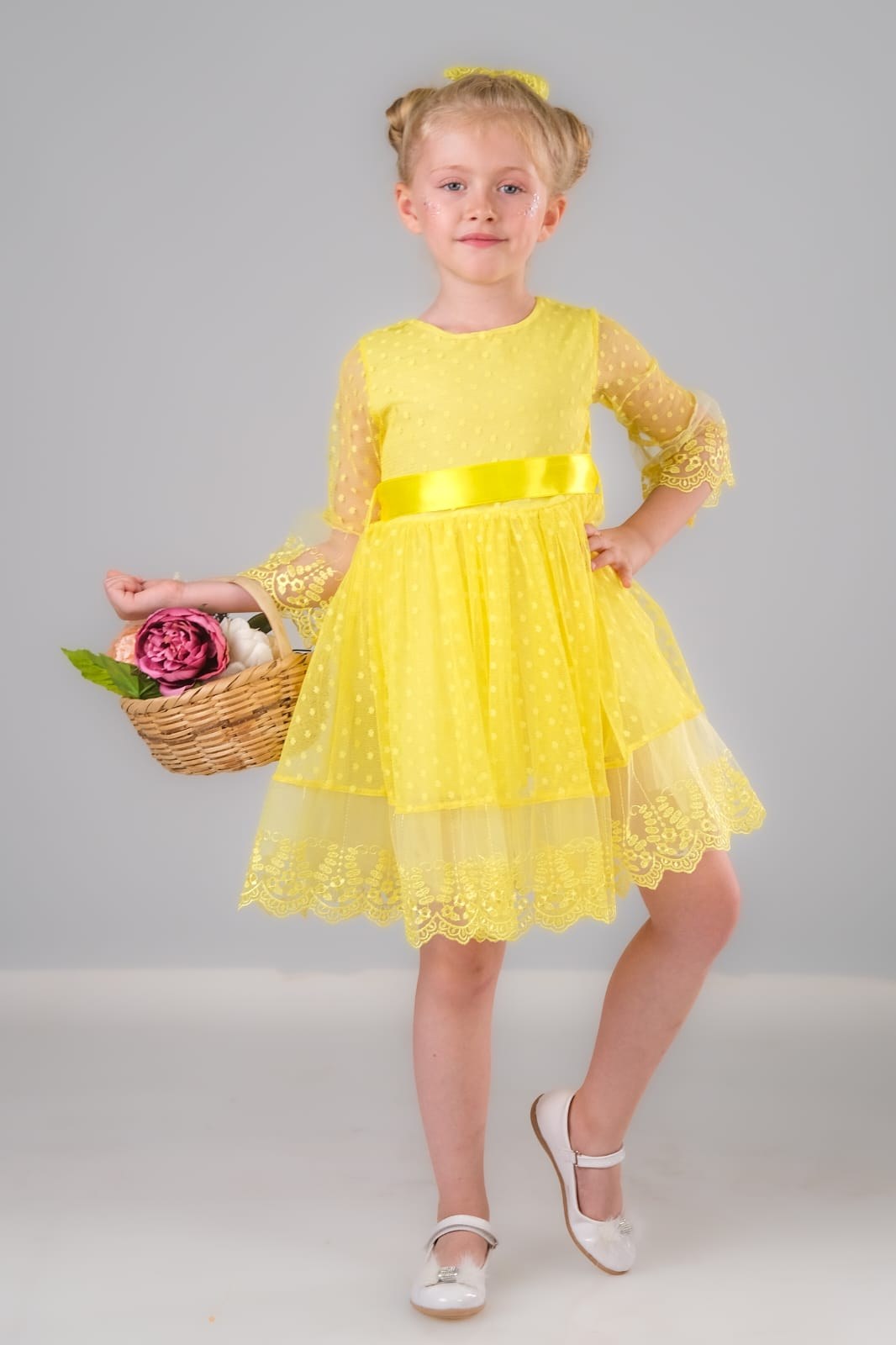 Dream Luxury Dantel Kız Çocuk Elbise — SARI