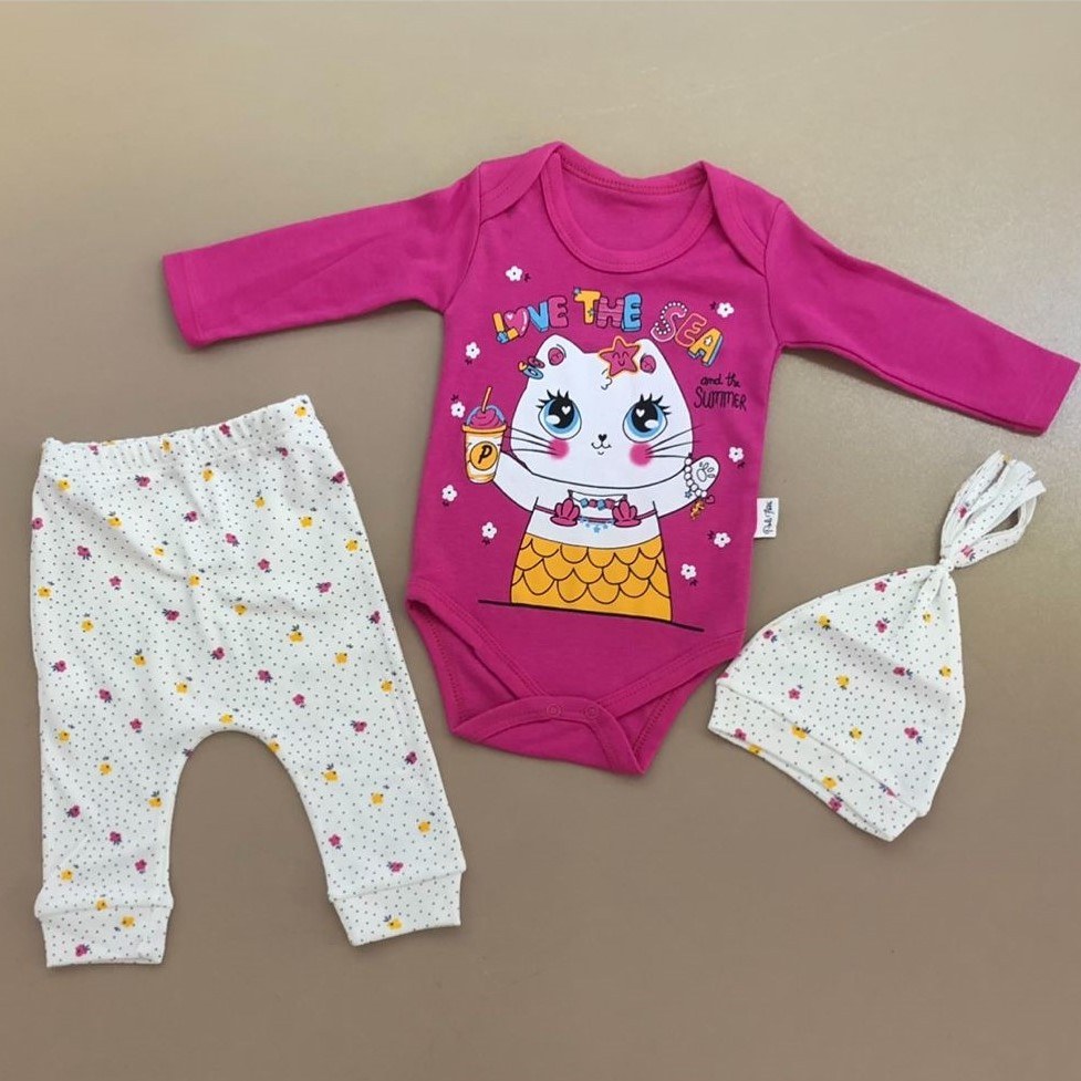 Kukuleta Şapkalı Badili 3lü Bebek Takımı — FUŞYA