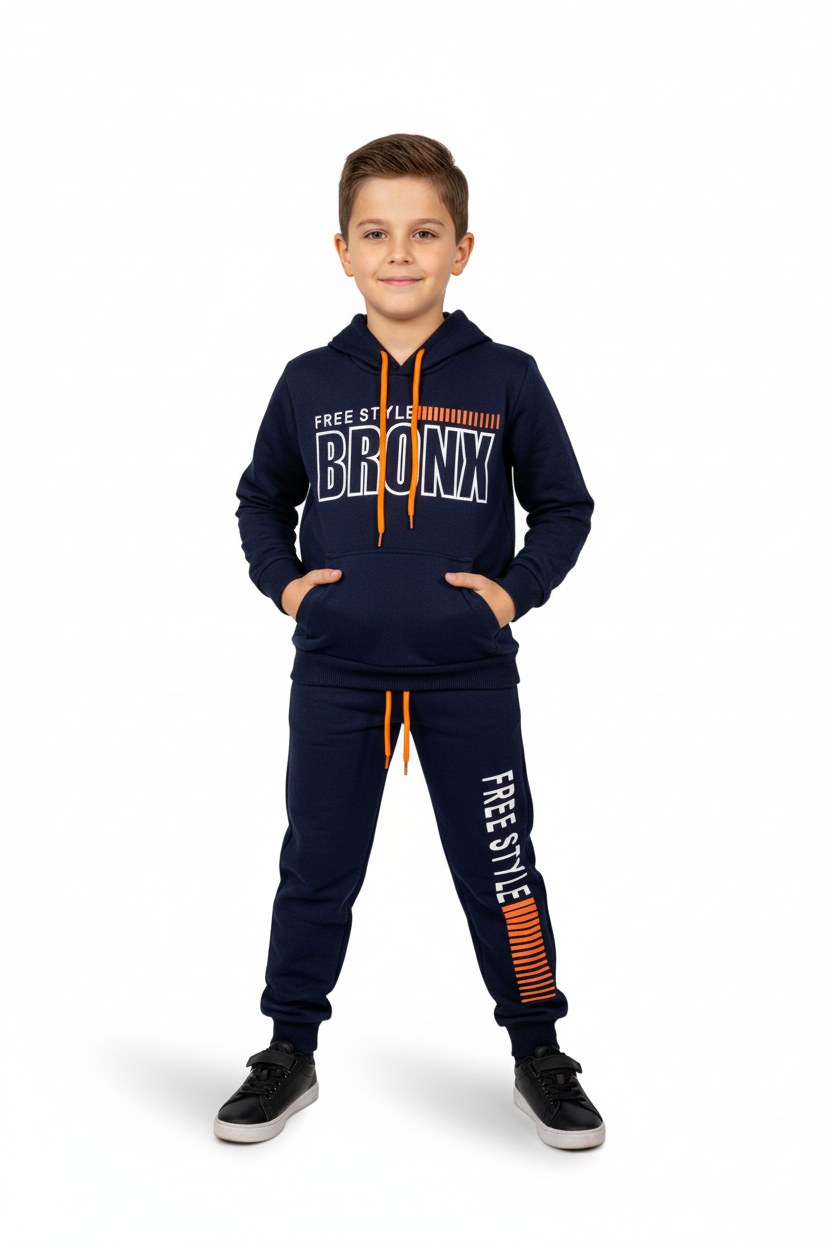 Bronx Şardonlu Siyah İkiiplik Eşofman Takım — LACİVERT