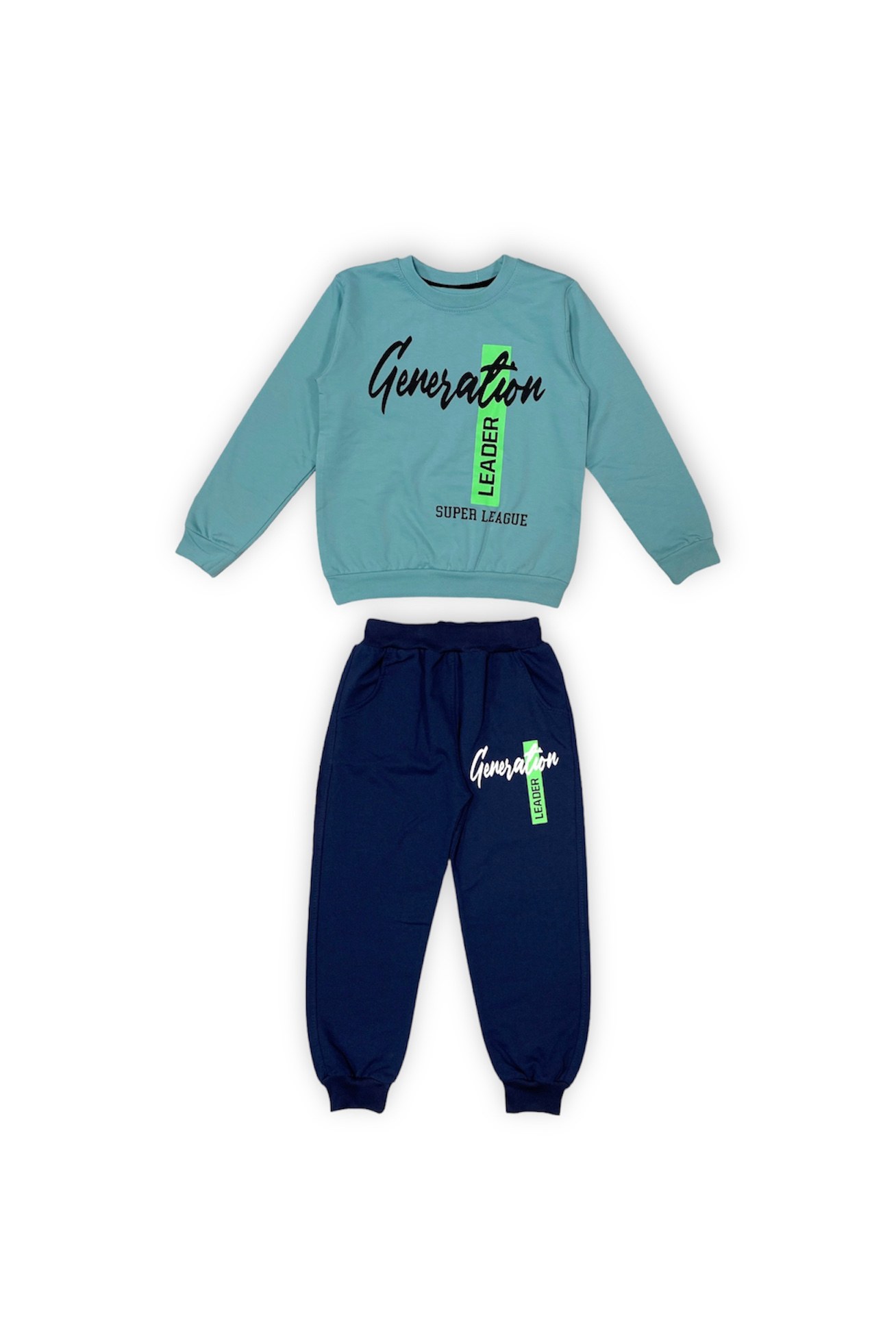 İkiiplik Unisex Çocuk Eşofman Takım — MİNT YEŞİLİ