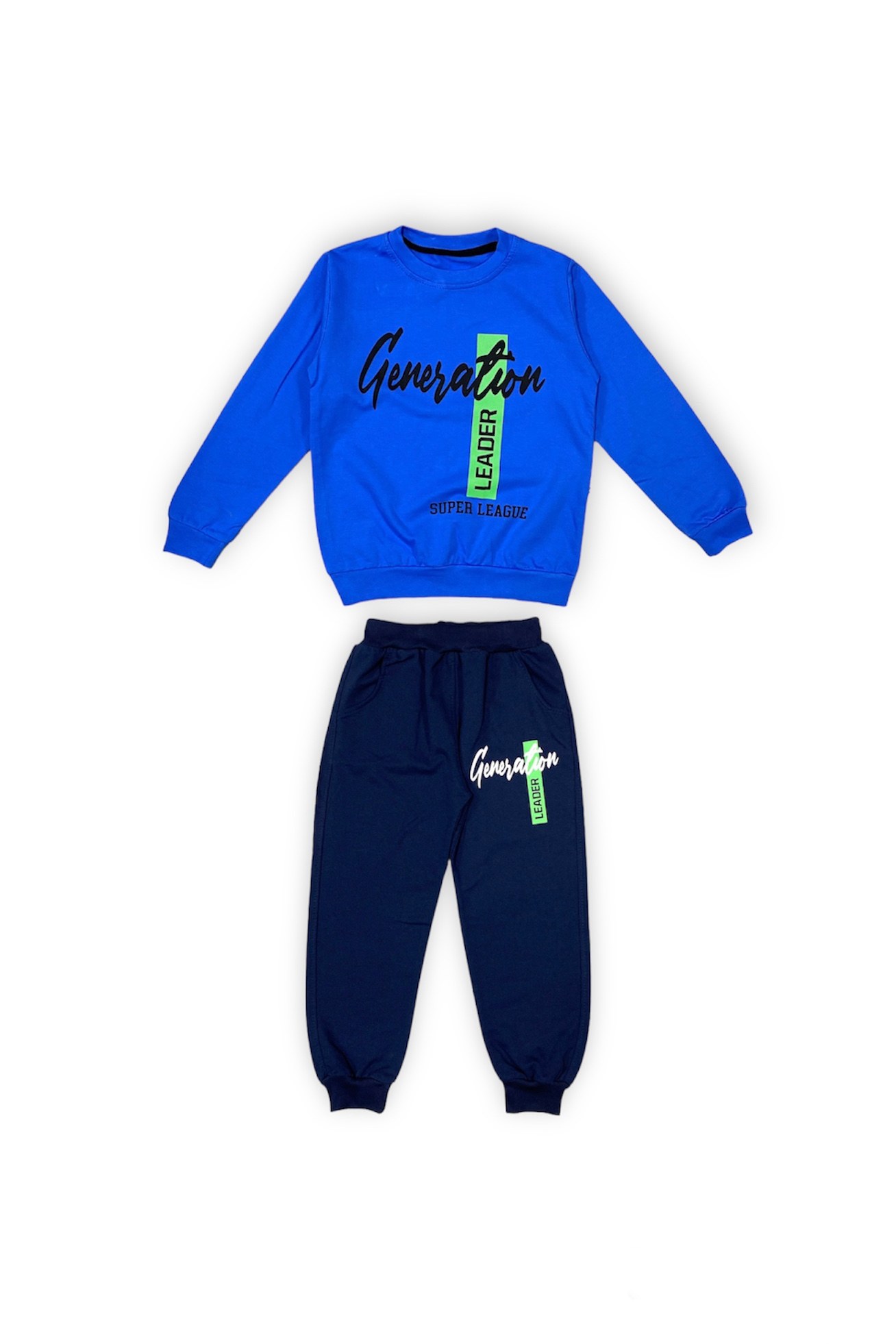 İkiiplik Unisex Çocuk Eşofman Takım — SAKS MAVİ - LACİVERT