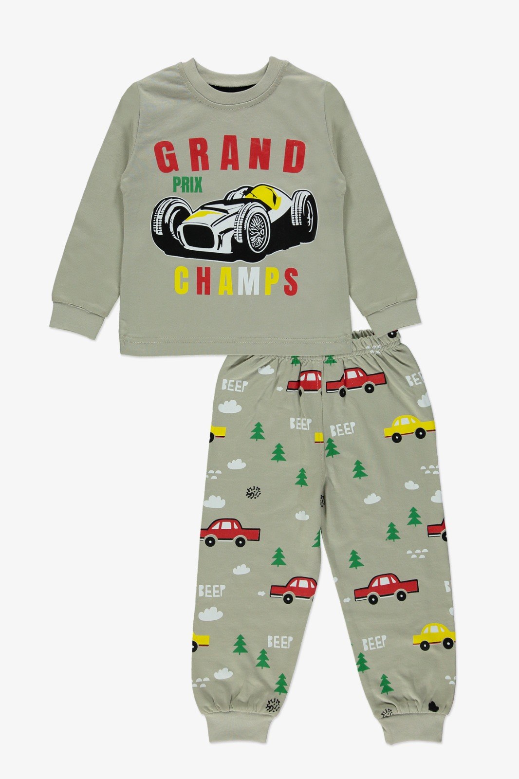 Baskılı İkiiplik Erkek Pijama Takım — GRİ