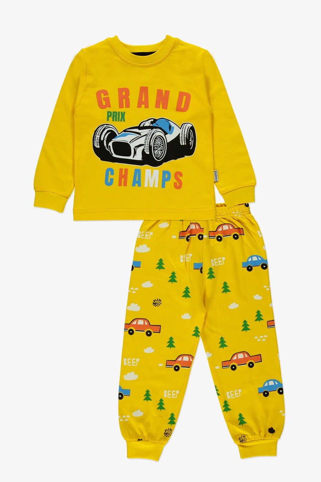 Baskılı İkiiplik Erkek Pijama Takım — KOYU SARI