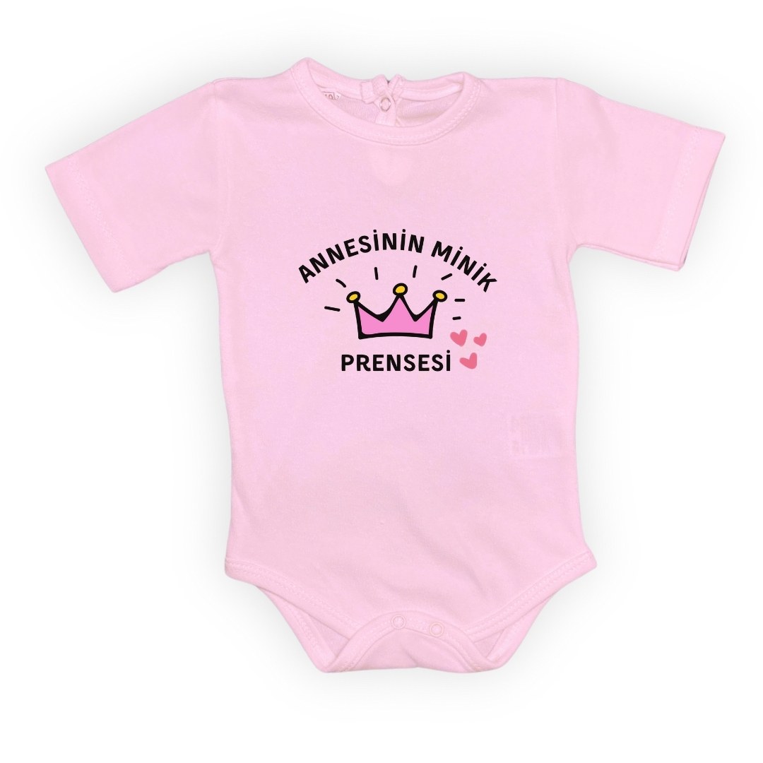 Annesinin Minik Prensesi Çıtçıtlı Beyaz Uzun Kollu Body — KOYU PEMBE
