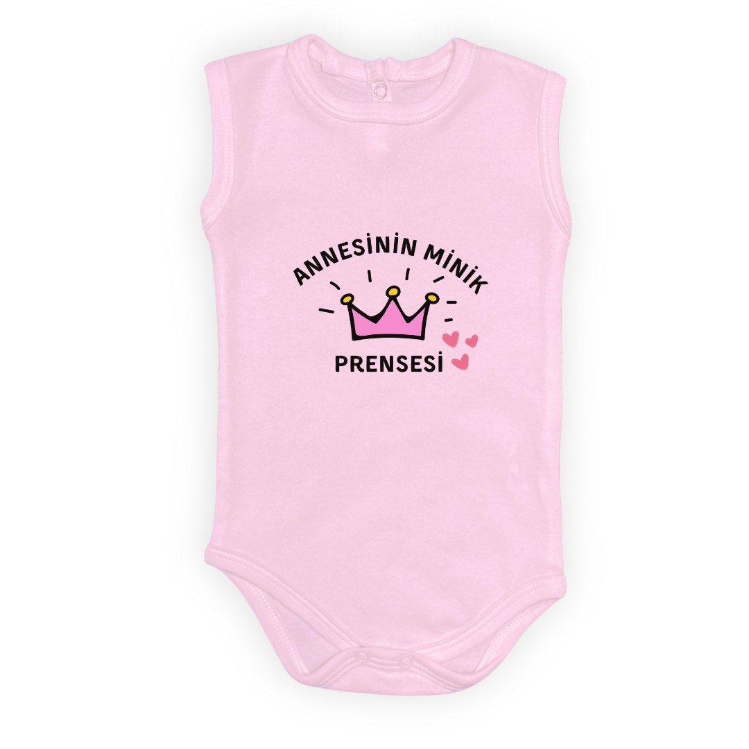 Annesinin Minik Prensesi Çıtçıtlı Beyaz Uzun Kollu Body — PEMBE