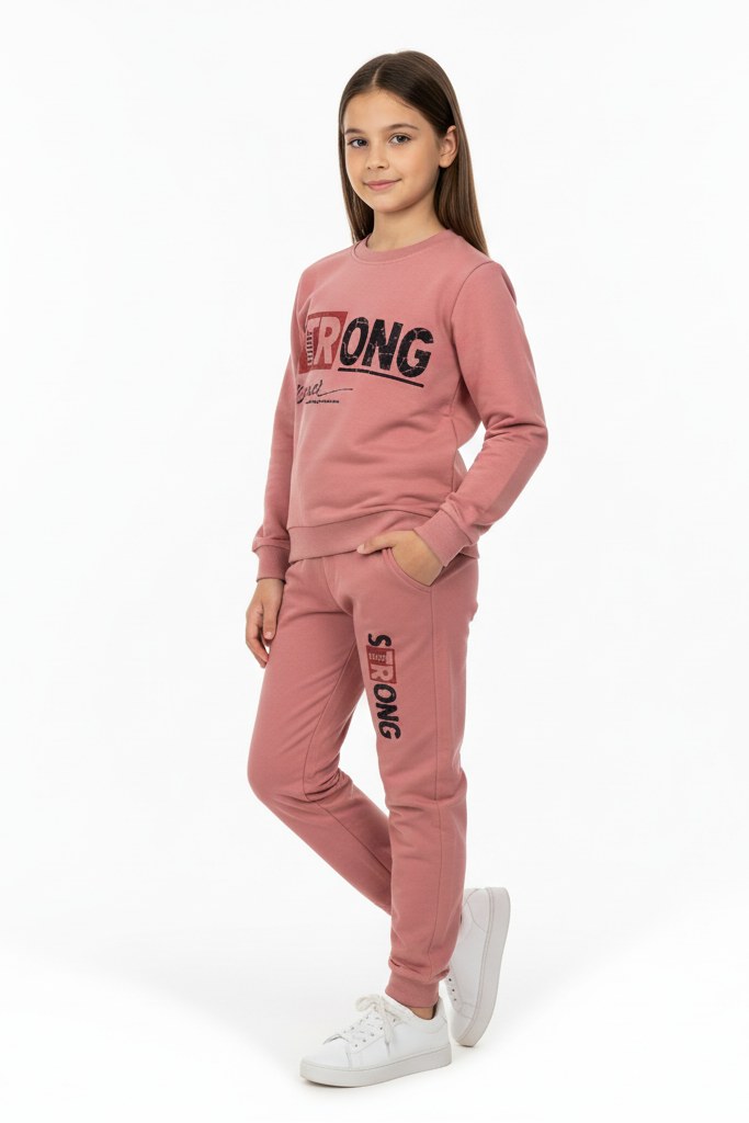 Strong Motif Kız Çocuk Eşofman — GÜL KURUSU