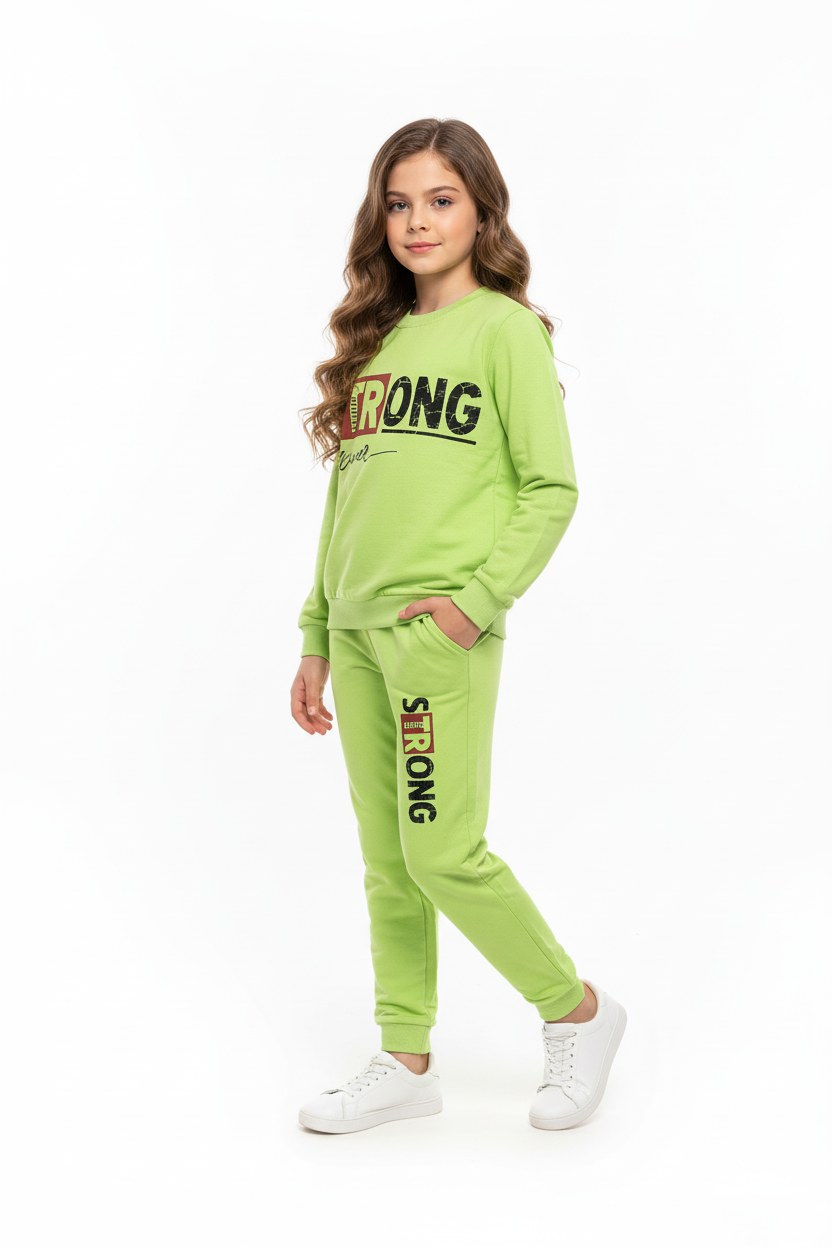 Strong Motif Kız Çocuk Eşofman — YEŞİL