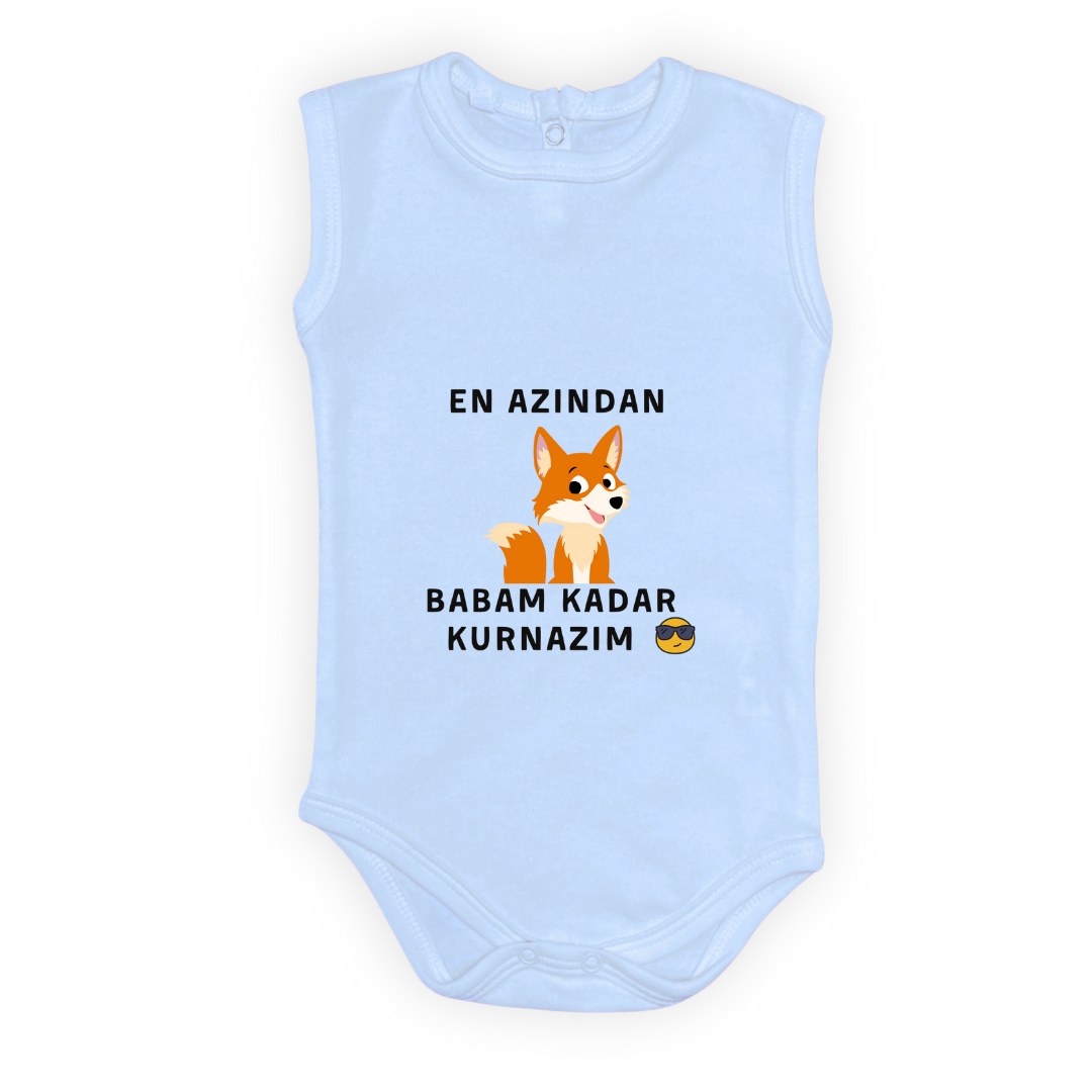 En Azından Babam Kadar Kurnazım Bebek Çıtçıtlı Body — AÇIK MAVİ