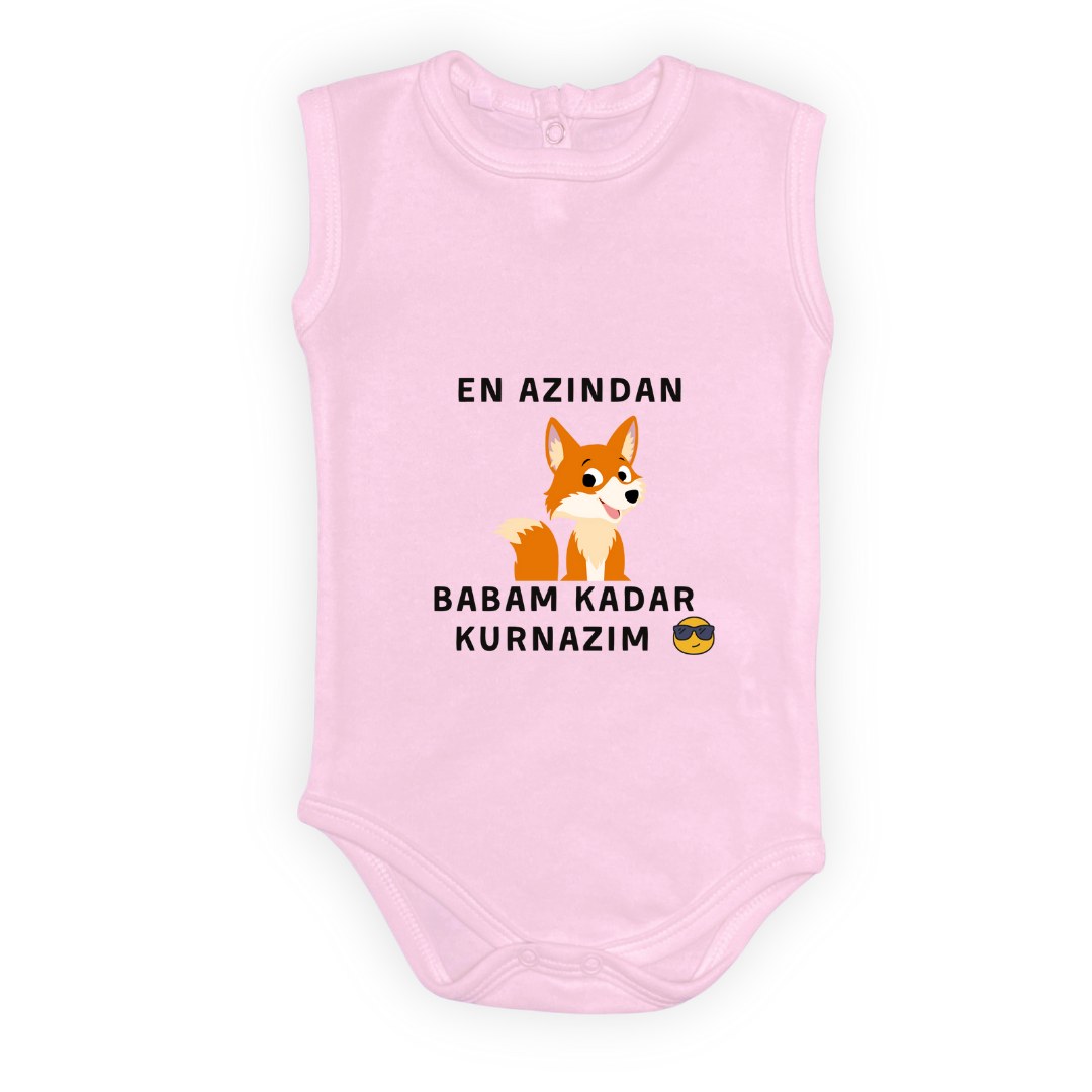 En Azından Babam Kadar Kurnazım Bebek Çıtçıtlı Body — AÇIK PEMBE