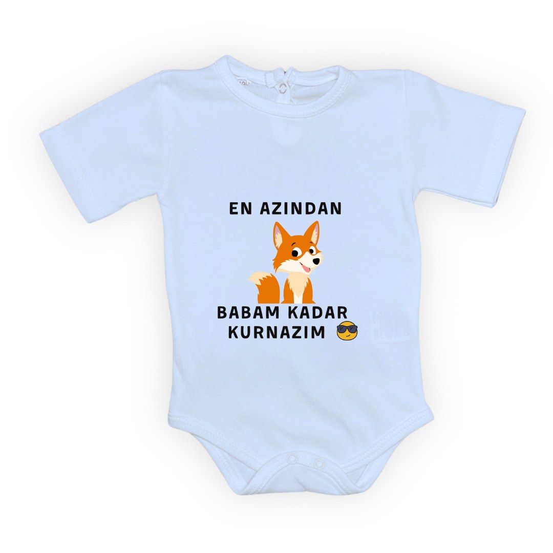 En Azından Babam Kadar Kurnazım Bebek Çıtçıtlı Body — BEBE MAVİ