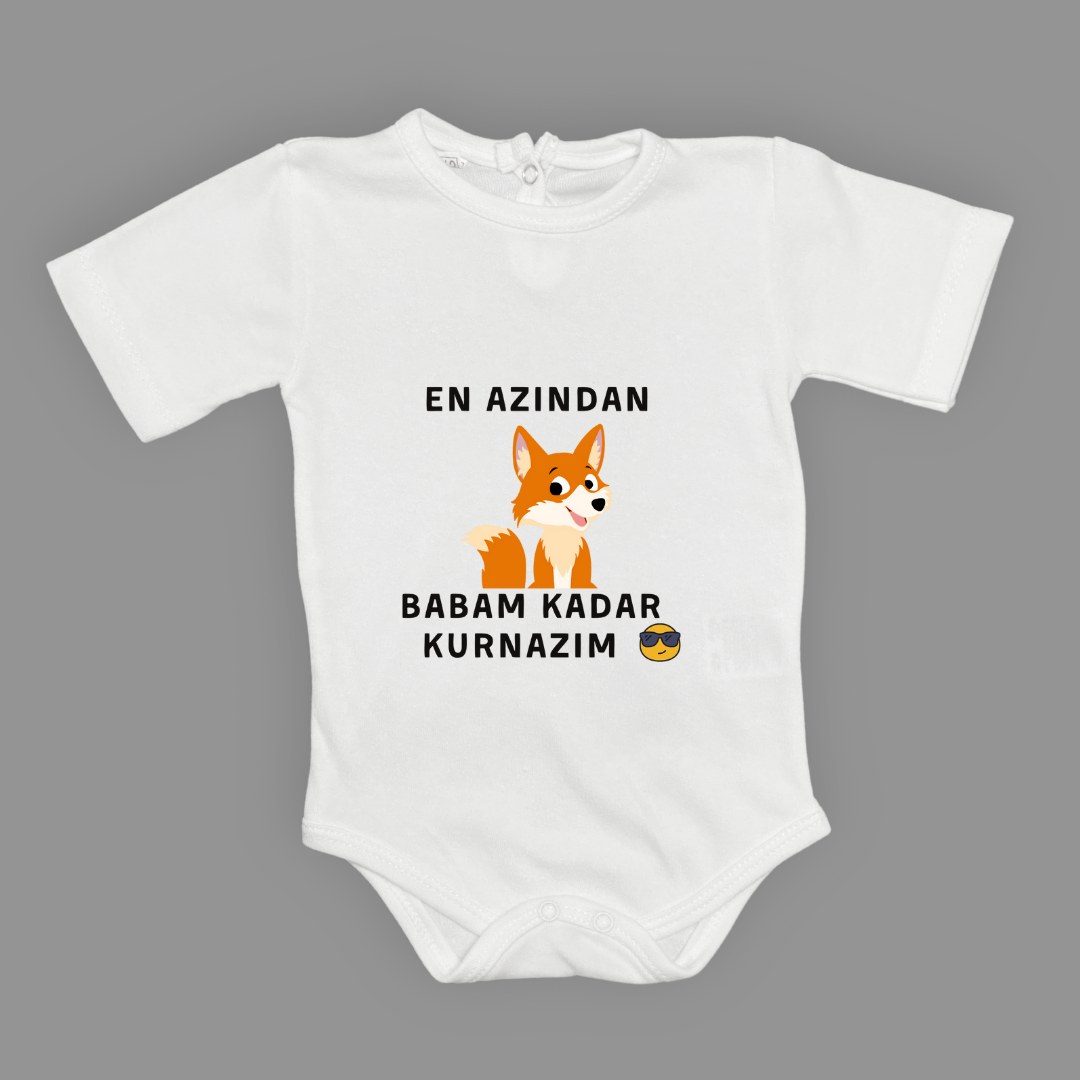 En Azından Babam Kadar Kurnazım Bebek Çıtçıtlı Body — BEYAZ