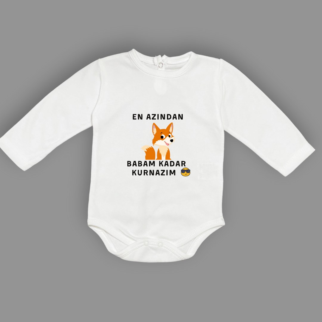 En Azından Babam Kadar Kurnazım Bebek Çıtçıtlı Body — EKRU