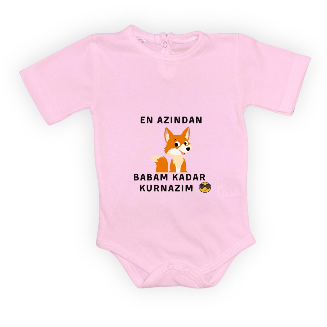 En Azından Babam Kadar Kurnazım Bebek Çıtçıtlı Body — KOYU PEMBE