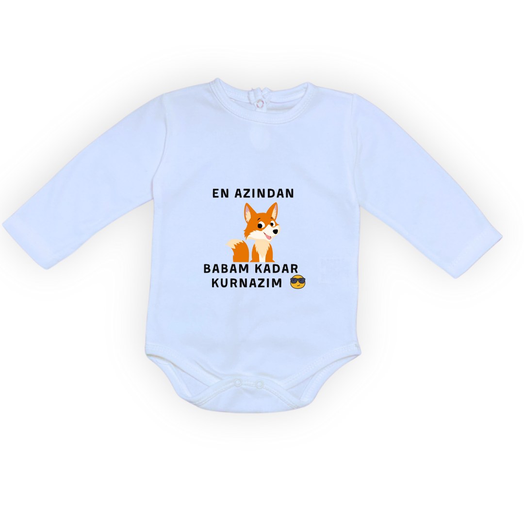 En Azından Babam Kadar Kurnazım Bebek Çıtçıtlı Body — MAVİ