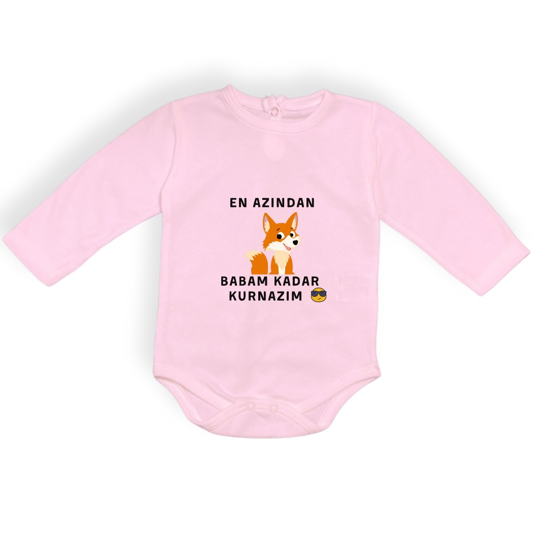 En Azından Babam Kadar Kurnazım Bebek Çıtçıtlı Body — PEMBE