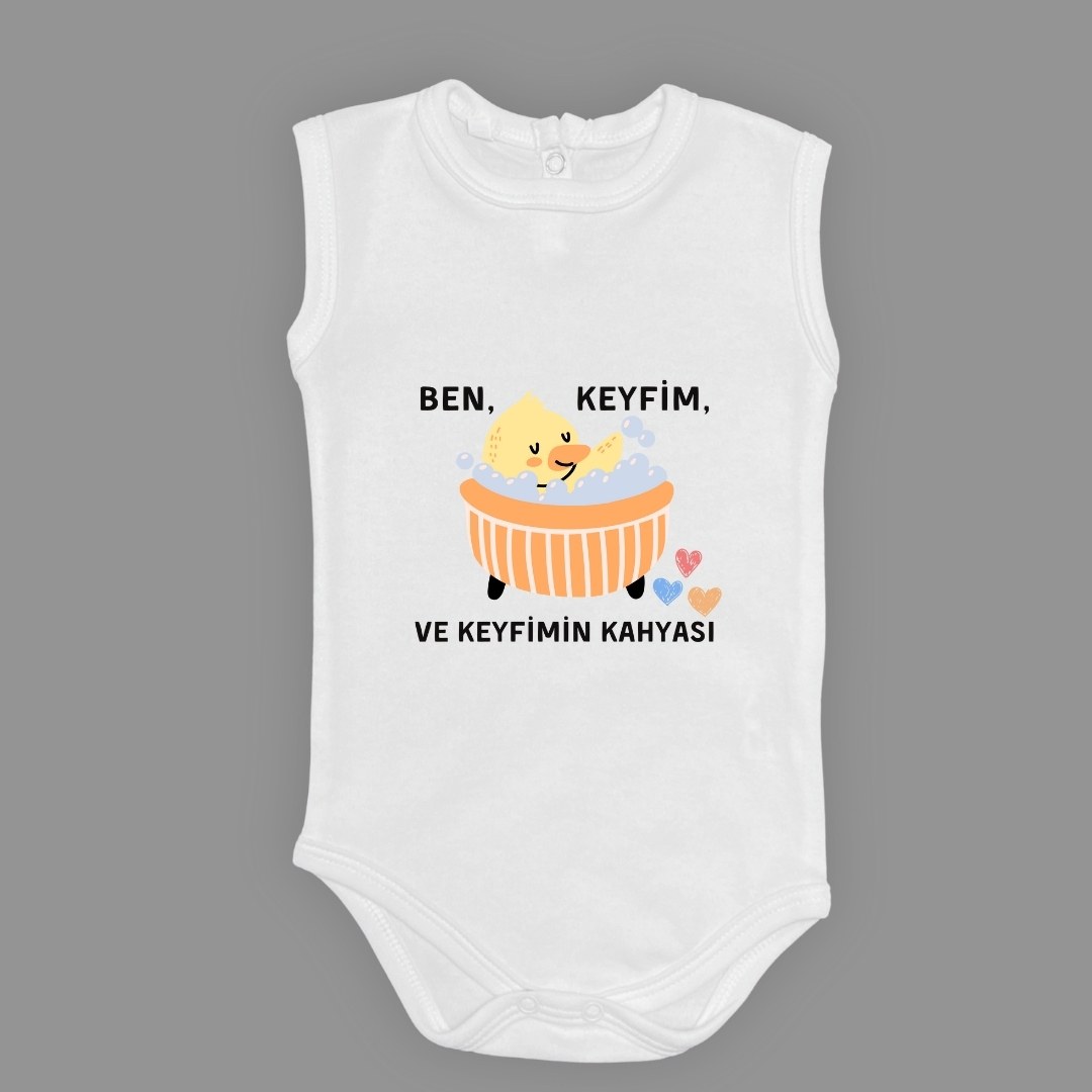 Ben Keyfim Ve Keyfimin Kahyası Baskılı Uzun Kollu Bebek Body Zıbın Çıtçıtlı Badi — AÇIK EKRU
