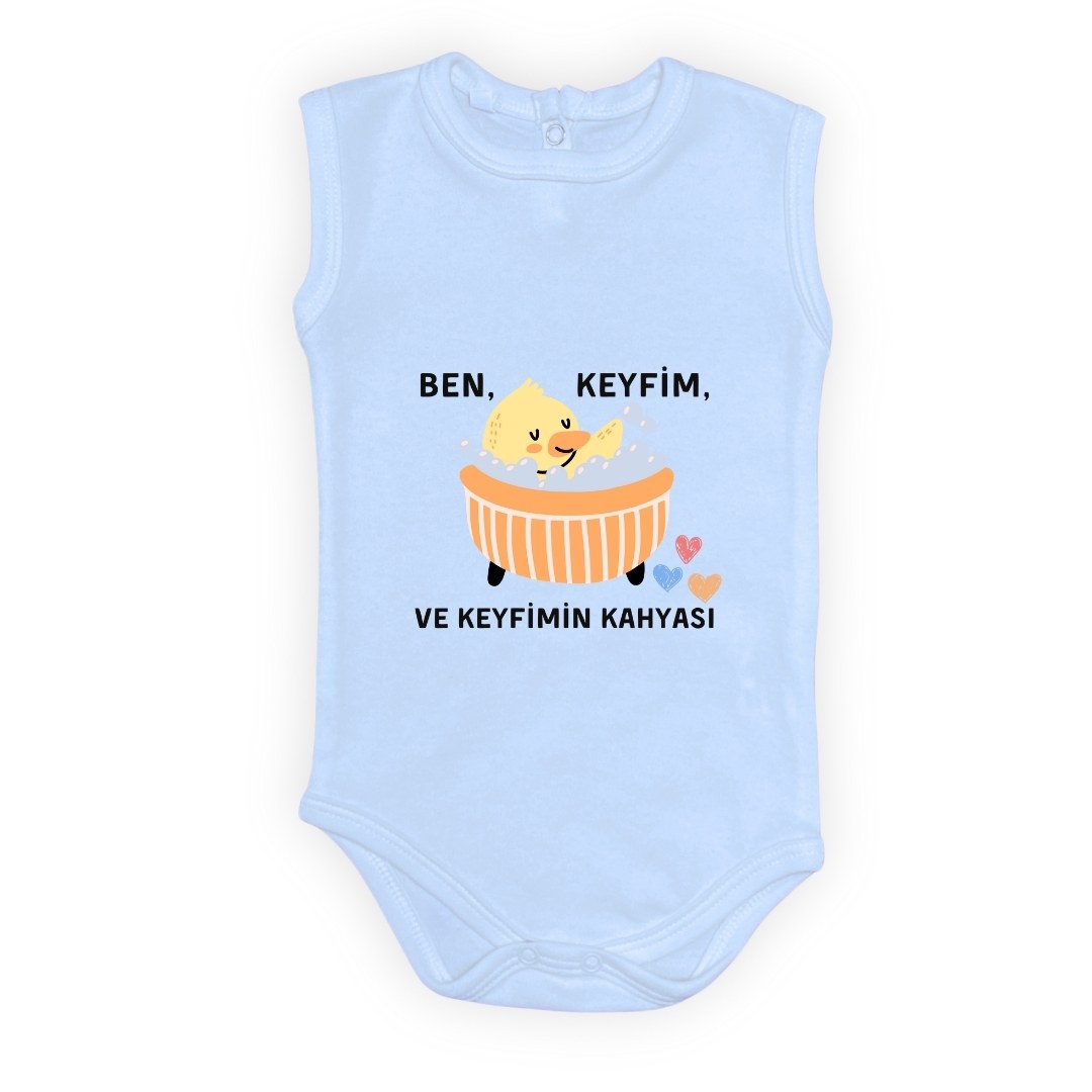 Ben Keyfim Ve Keyfimin Kahyası Baskılı Uzun Kollu Bebek Body Zıbın Çıtçıtlı Badi — AÇIK MAVİ