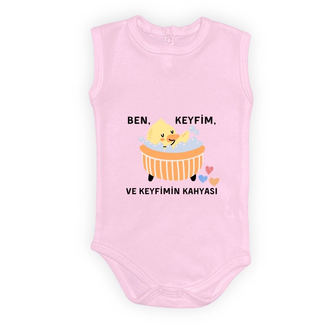Ben Keyfim Ve Keyfimin Kahyası Baskılı Uzun Kollu Bebek Body Zıbın Çıtçıtlı Badi — AÇIK PEMBE
