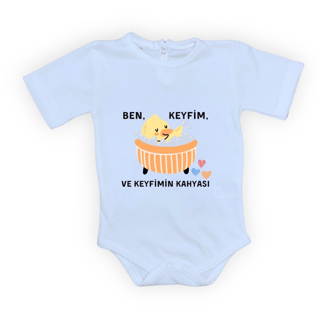 Ben Keyfim Ve Keyfimin Kahyası Baskılı Uzun Kollu Bebek Body Zıbın Çıtçıtlı Badi — BEBE MAVİ