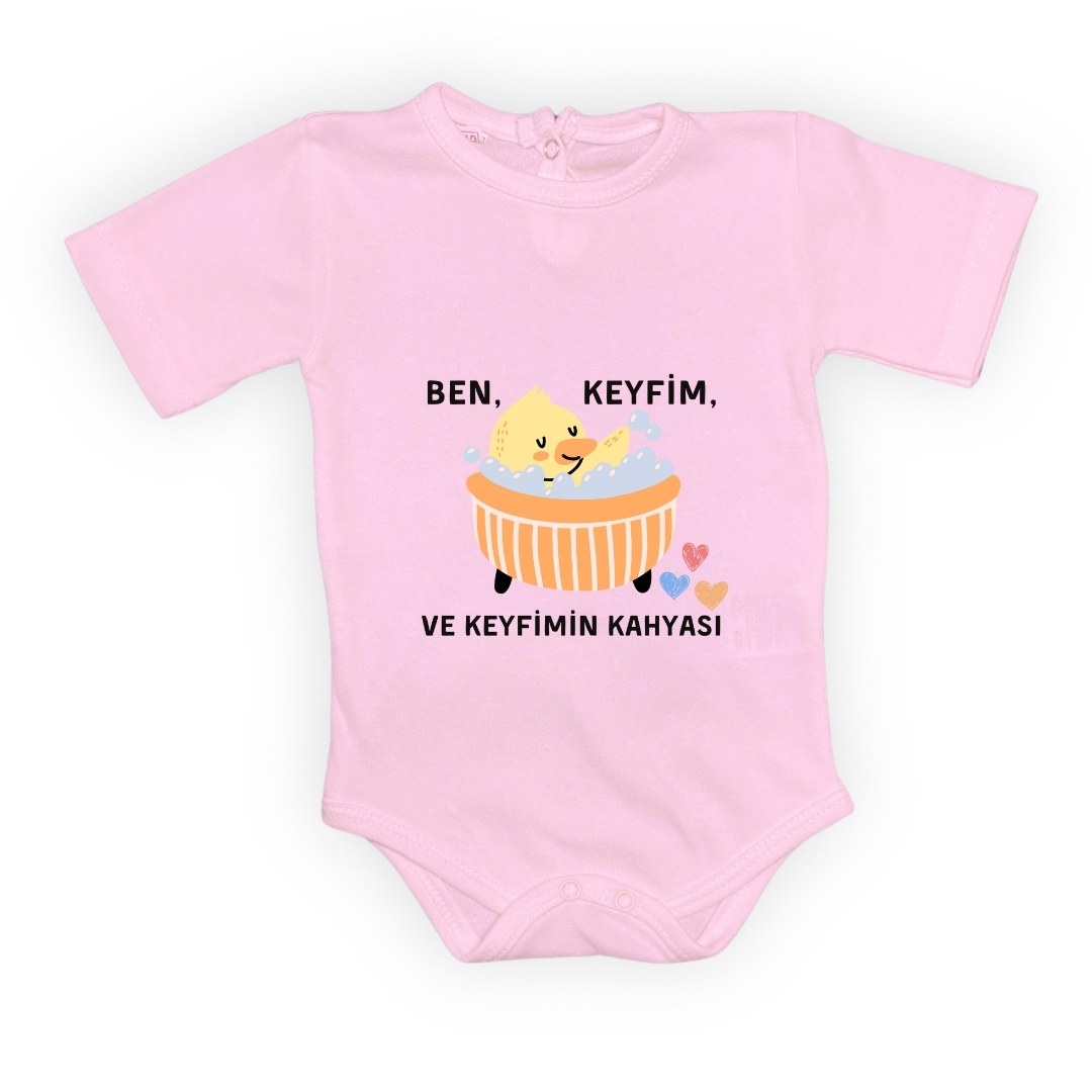 Ben Keyfim Ve Keyfimin Kahyası Baskılı Uzun Kollu Bebek Body Zıbın Çıtçıtlı Badi — KOYU PEMBE