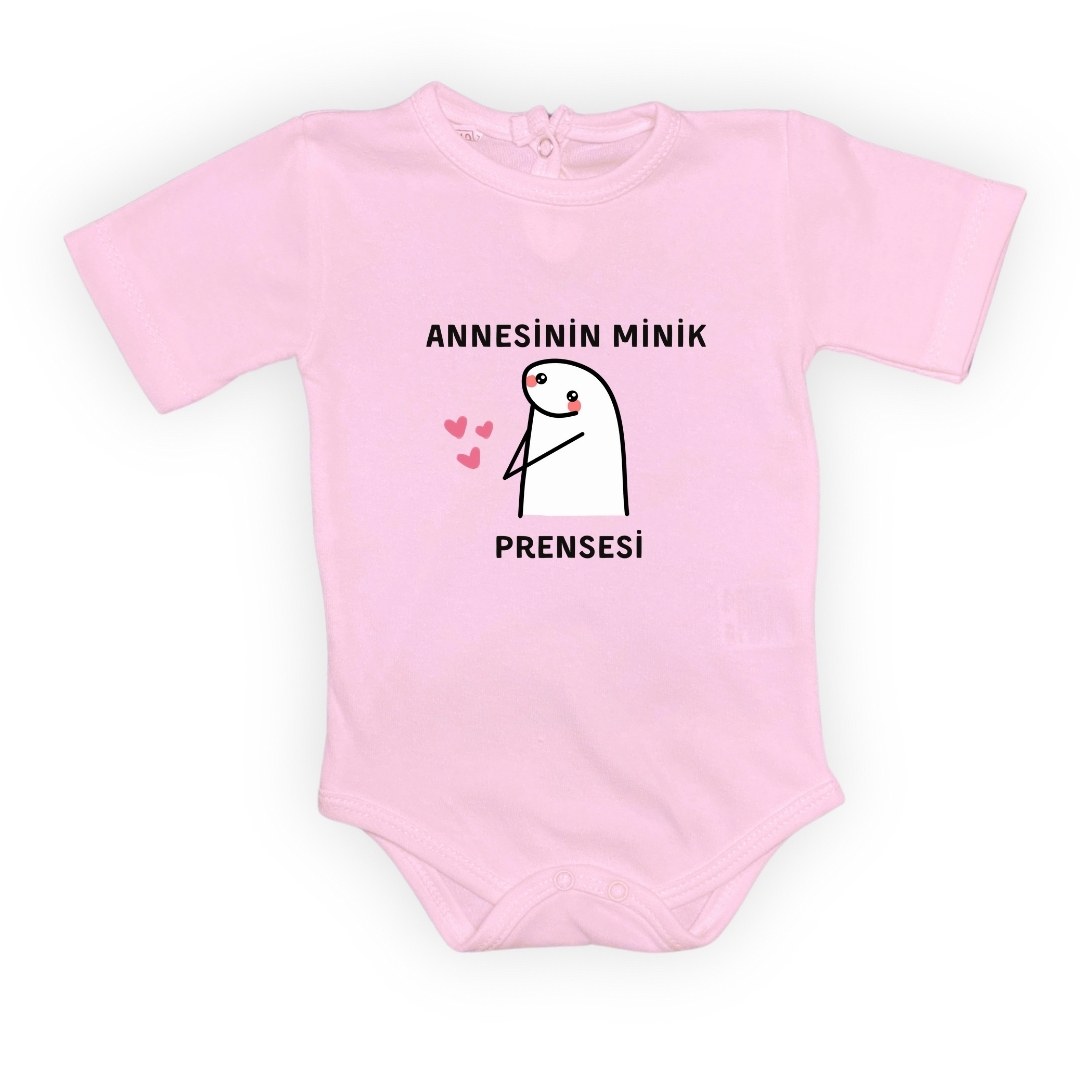 Annesinin Minik Prensesi kalpli Baskılı Bebek Body Zıbın Çıtçıtlı Badi — KOYU PEMBE