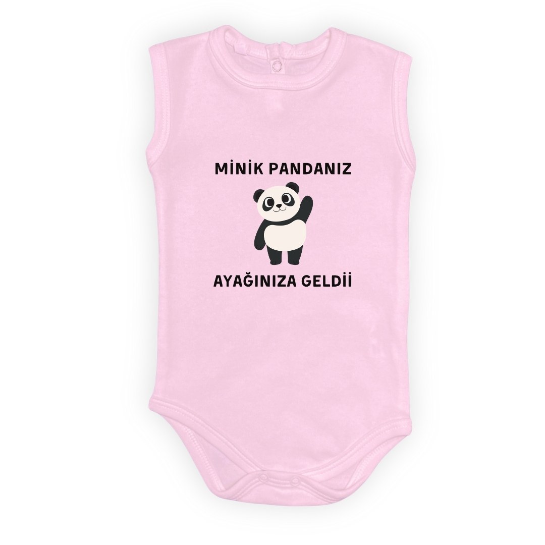 Minik Pandanız Ayağınıza Geldii Baskılı Bebek Body Zıbın Çıtçıtlı Badi — AÇIK PEMBE