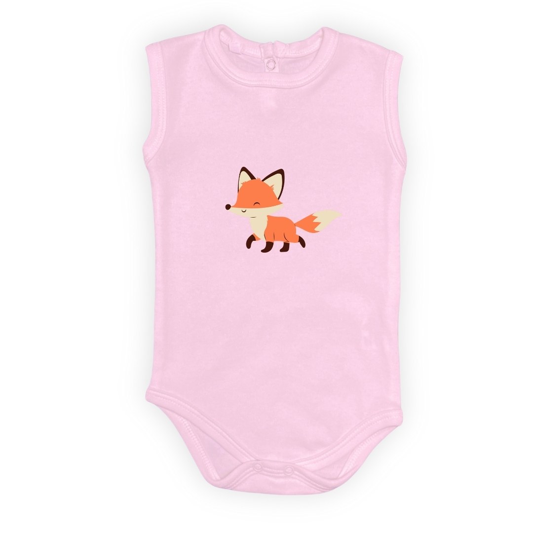 Tilki Baskılı Bebek Body Zıbın Çıtçıtlı Badi — AÇIK PEMBE