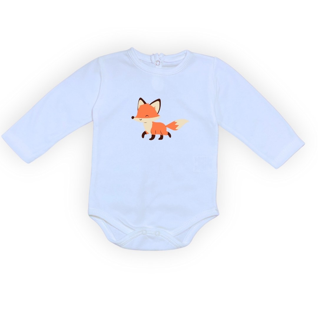 Tilki Baskılı Bebek Body Zıbın Çıtçıtlı Badi — MAVİ