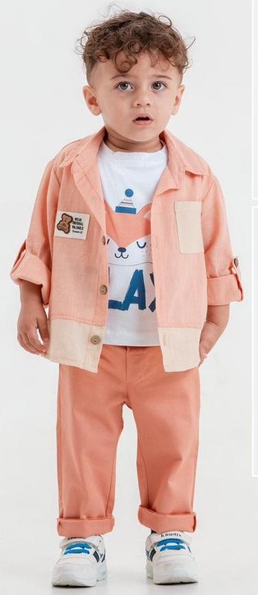 Cepli Gömlek , Pantolon , T-Shirt 3Parça Erkek Bebek Takım — SOMON
