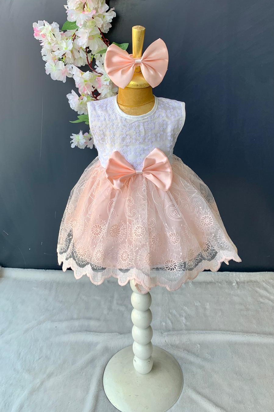 Saç Bantlı Dantelli Bebek Elbise PNPN136 — SOMON