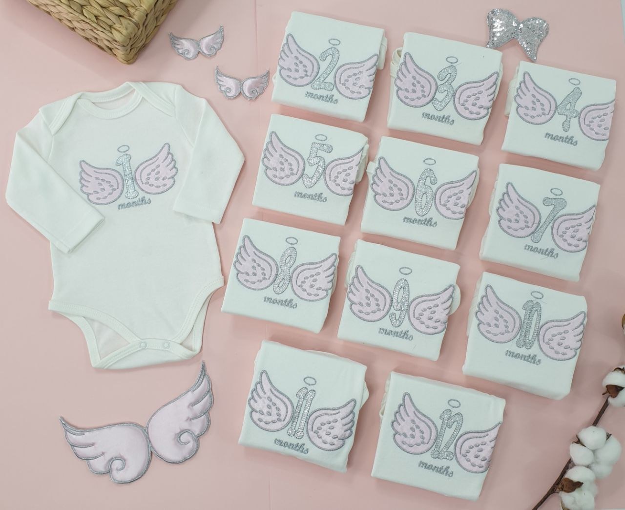Kız Bebek Melek Kanat Hatıra Body Set 0/12 Ay PNPN1367KIZ — EKRU