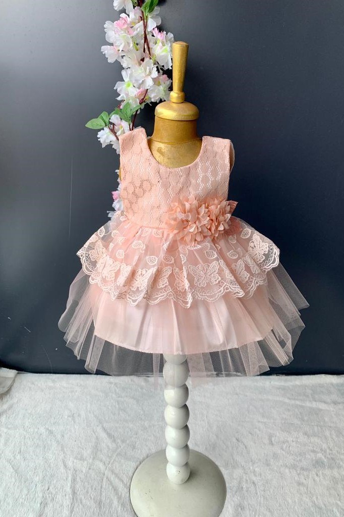 Kat Dantelli Gül Motif Kız Bebek Elbise PNPN159 — SOMON