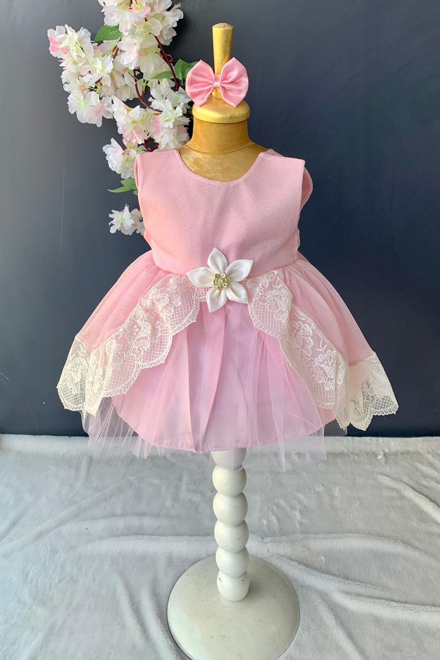Fistolu Tütülü Kız Bebek Elbise PNPN160 — PEMBE