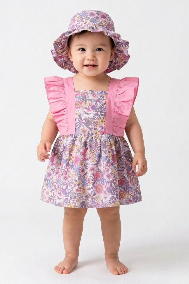 Kız Bebek Pamuklu Çıtır Bebek Elbise TF7313 — PEMBE